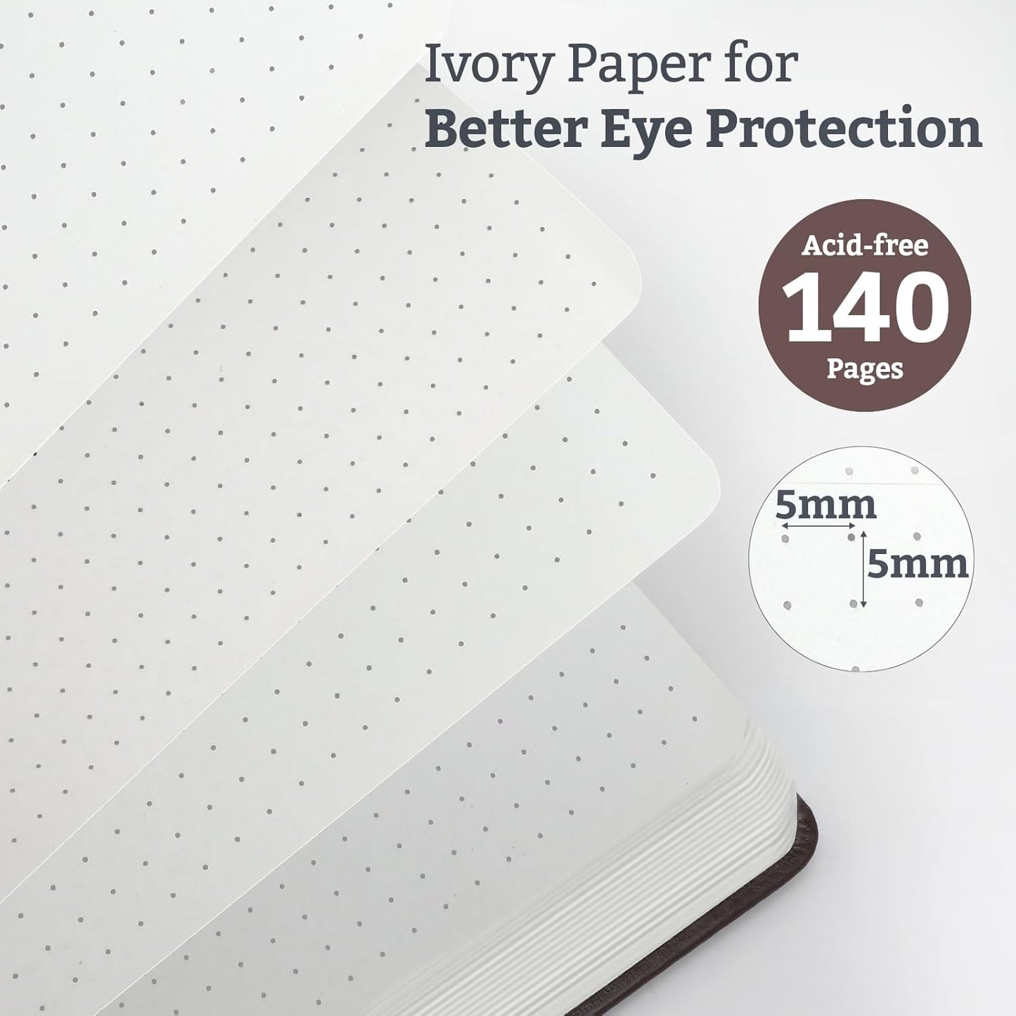 2Pack Bullet Dotted Hardcover Journal Notebook, A5 140 Pages 120Gsm Thick Paper for School,Note Taking,Work,Diary，5.7"*8.3",Burgundy