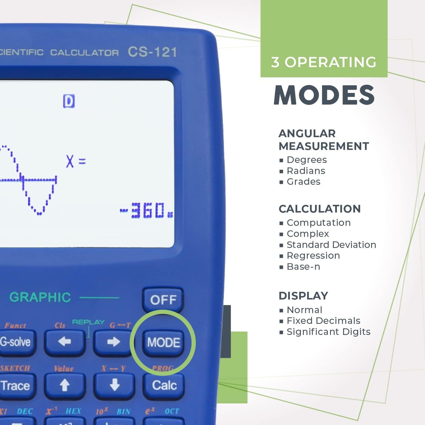 Scientific Calculator with Graphic Functions - Multiple Modes with Intuitive Interface - Perfect for Beginner and Advanced Courses, High School or College