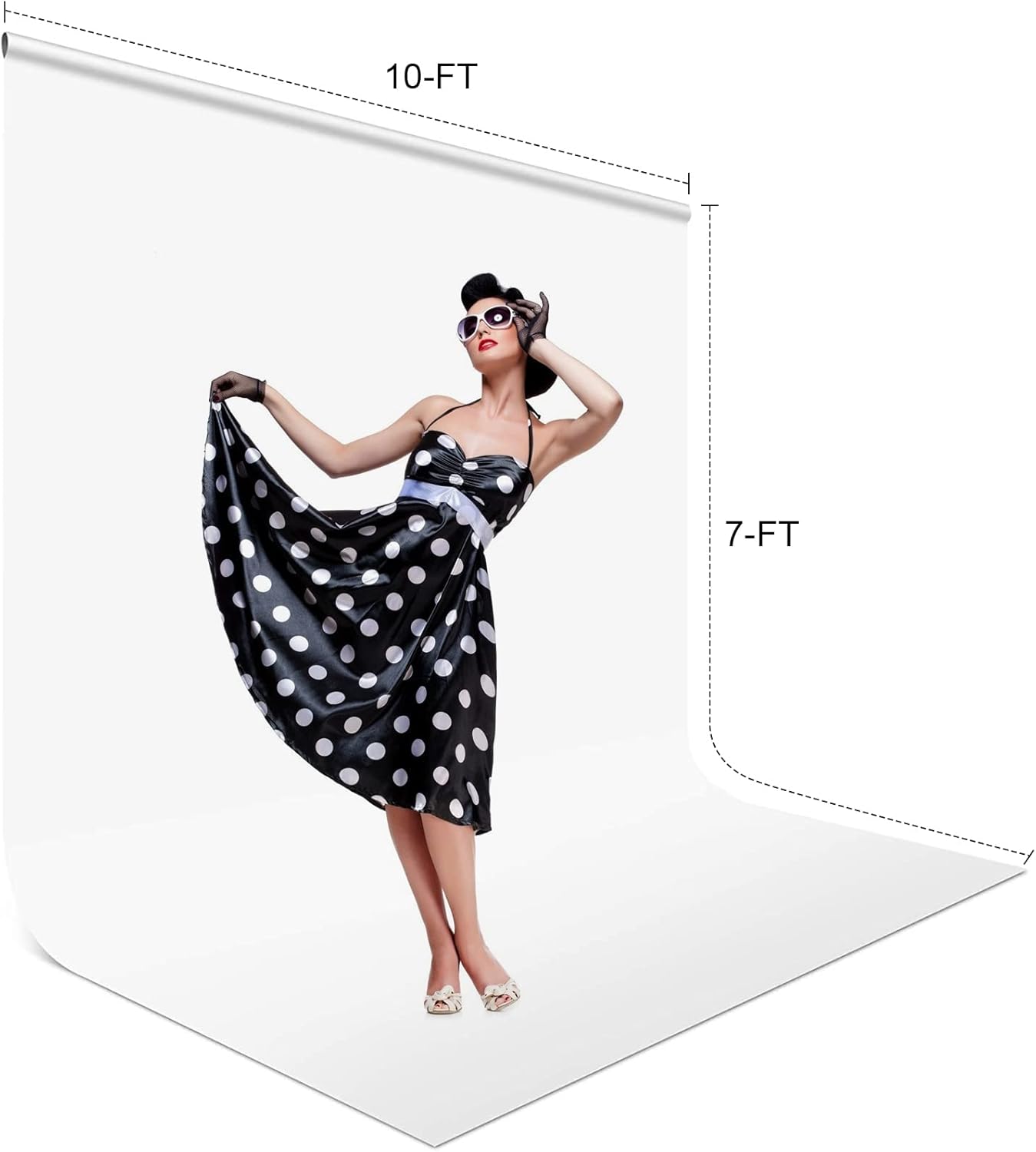 Aimosen 10 x 7 FT White Backdrop Background for Photography, Professional Pure WhiteScreen for Photoshoot, High Density Fabric Curtainfor Video Record Portrait Stand Photo Studio, with Rod Pocket