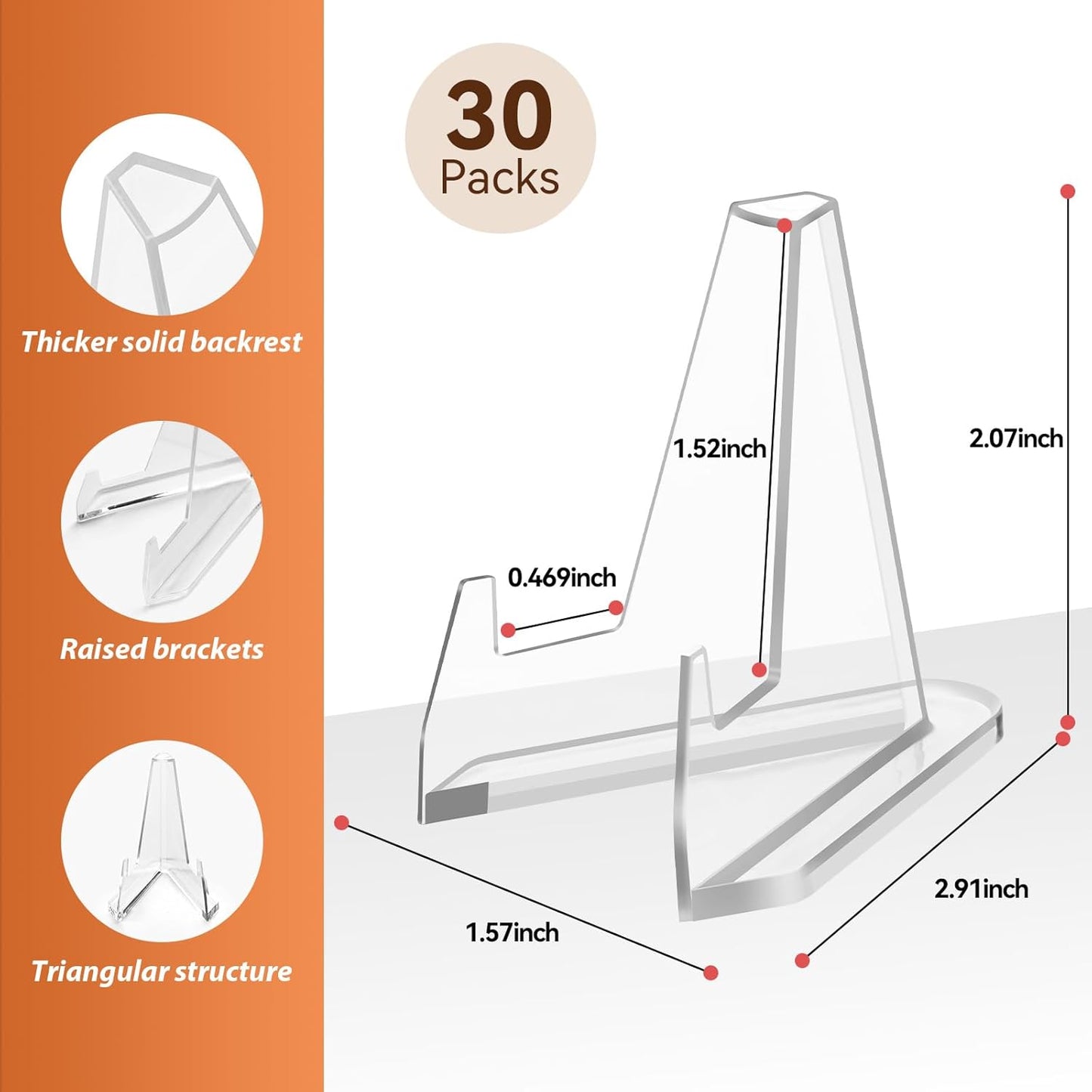 30 Packs Card Display Stand, Mini Clear Easel Stand Holder for Sports Coin Cards Reinforced Design Acrylic Versatile Use