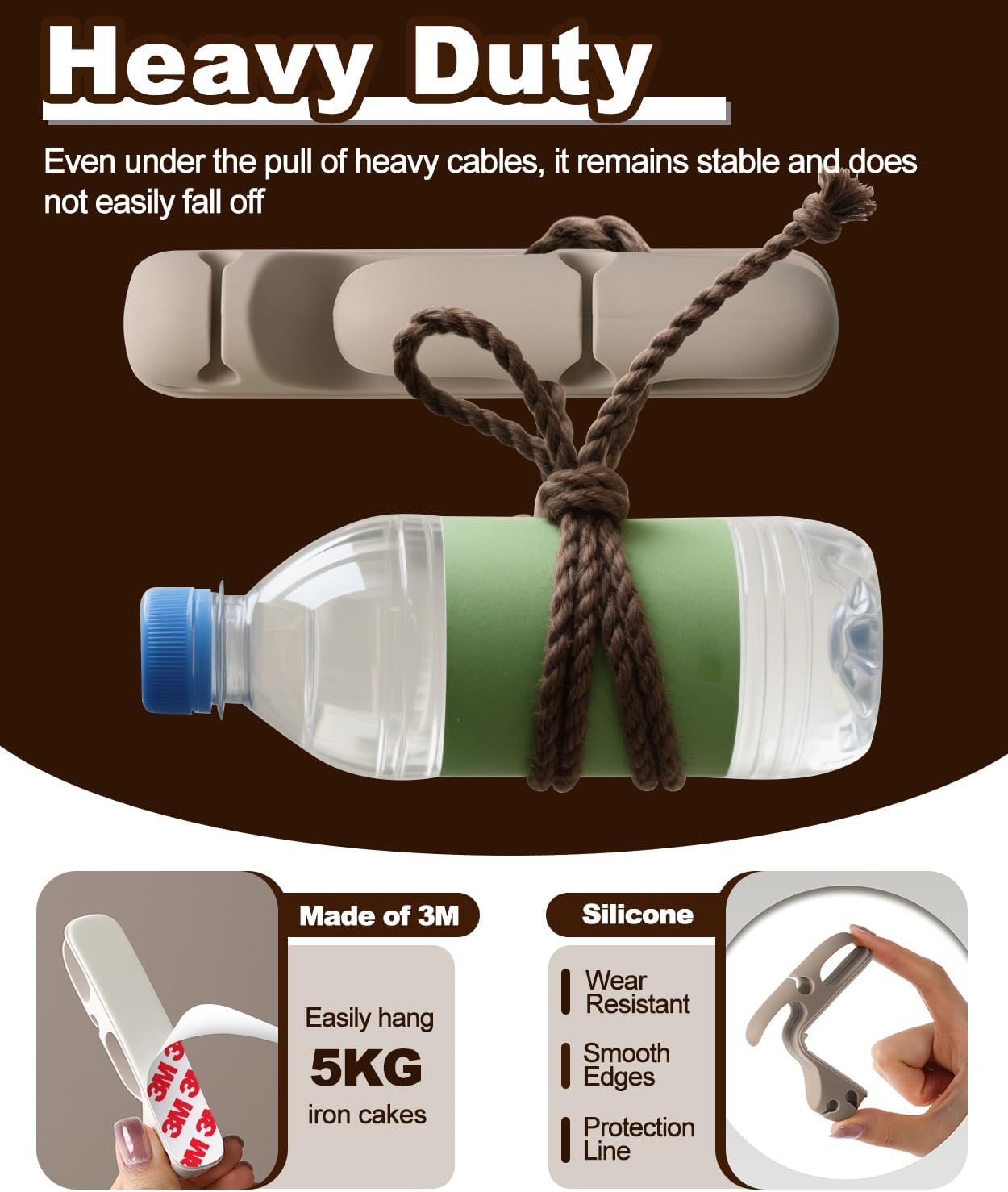 4Pcs Silicone Cable Straps with Adhesive Made of 3M Cord Organizer for Bundling Earphone, Phone Charger, Computer Cords, Reusable Cable Ties Wire Organizer in Home, Office, School 2 Colors