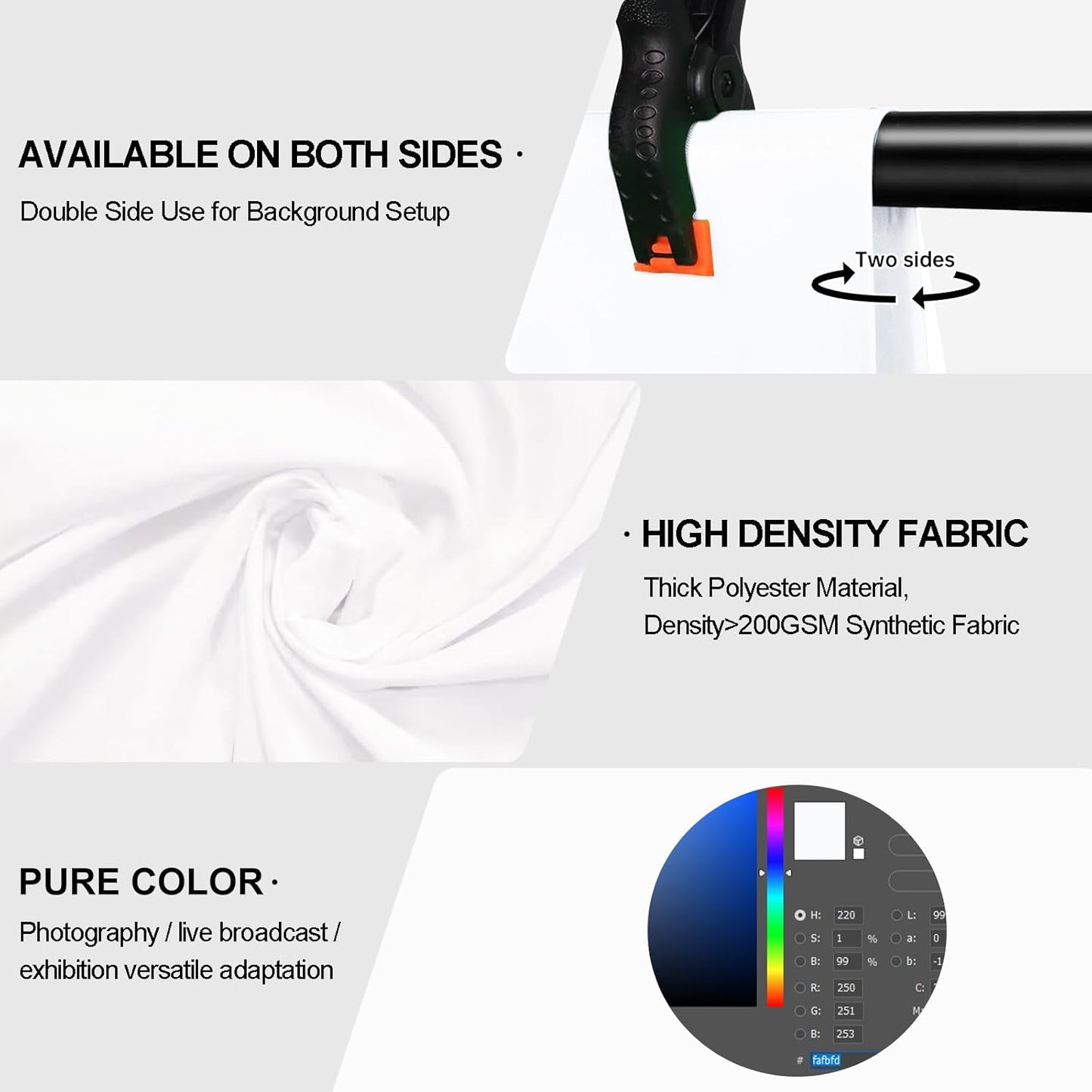 5x6.5Ft White Screen with Stand Kit, T-Shape Backdrop Stand Tabletop Photo Shoot for Jewelry Cosmetics, White Background with Adjustable Photo Backdrop Stand for Photography, Zoom with Case&Clips