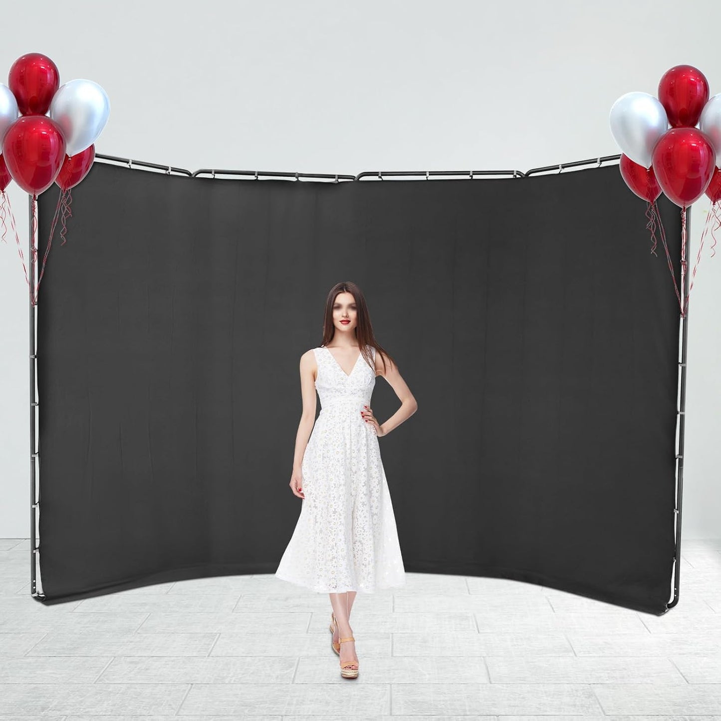 7.87ft x 13.12ft Large Green Screen Backdrop with Stand, Portable Foldable Photography Backdrops Large Collapsible Backdrop System for Photo Studio Video Shooting, Live Streaming (Black)
