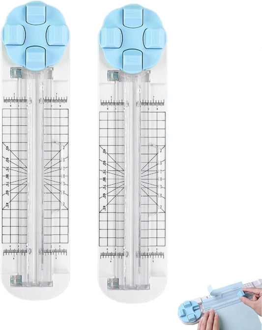 4-in-1 Multi-Function Paper Trimmer,Bidirectional Papers Cutter, Equipped with Straight,4 in 1 Paper Cutter 4 Styles Craft Paper Cutter Multi-Function Scrapbooking Tool (Blue-2PCS)