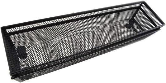 HAHIYO Stackable Mesh Tray Cup 12 x 3 x 2 inches Sturdy Container for Desk Drawer Organizer Collection for Home Office School kitchen Soft Foam Feet No Sharp Edges 2 Pack Black