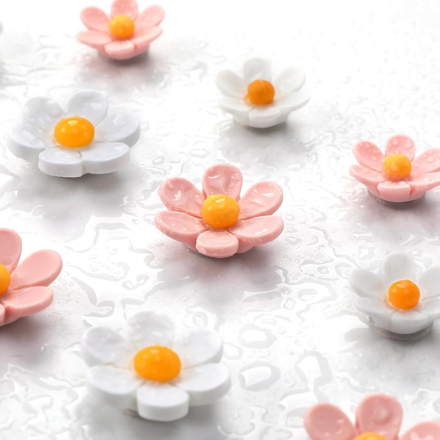 20Pcs Cute Fridge Magnets,2 Colors Cute Magnets, Pink 3D Flower Fridge Magnet, Resin Decorative Magnet for Refrigerator Locker Whiteboard Office Kitchen(10 Small+10 Medium)