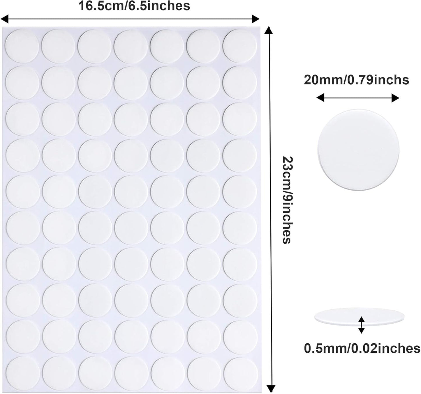 JANYUN 280 Pcs Double Sided Sticky Dot Stickers Removable Round Putty Clear Sticky Tack No Trace Sticky Putty Waterproof Small Stickers for Festival Decoration (20mm, 280)