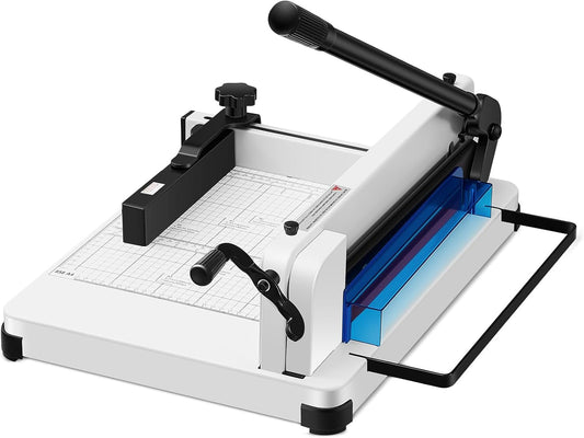 12 Inch A4 Heavy Duty Guillotine Paper Cutter 400 Sheet Capacity Guillotine Paper Cutter Stack Cards Trimmer Solid Steel with Metal Base for Cardstock Leather Office Home School (Beige)