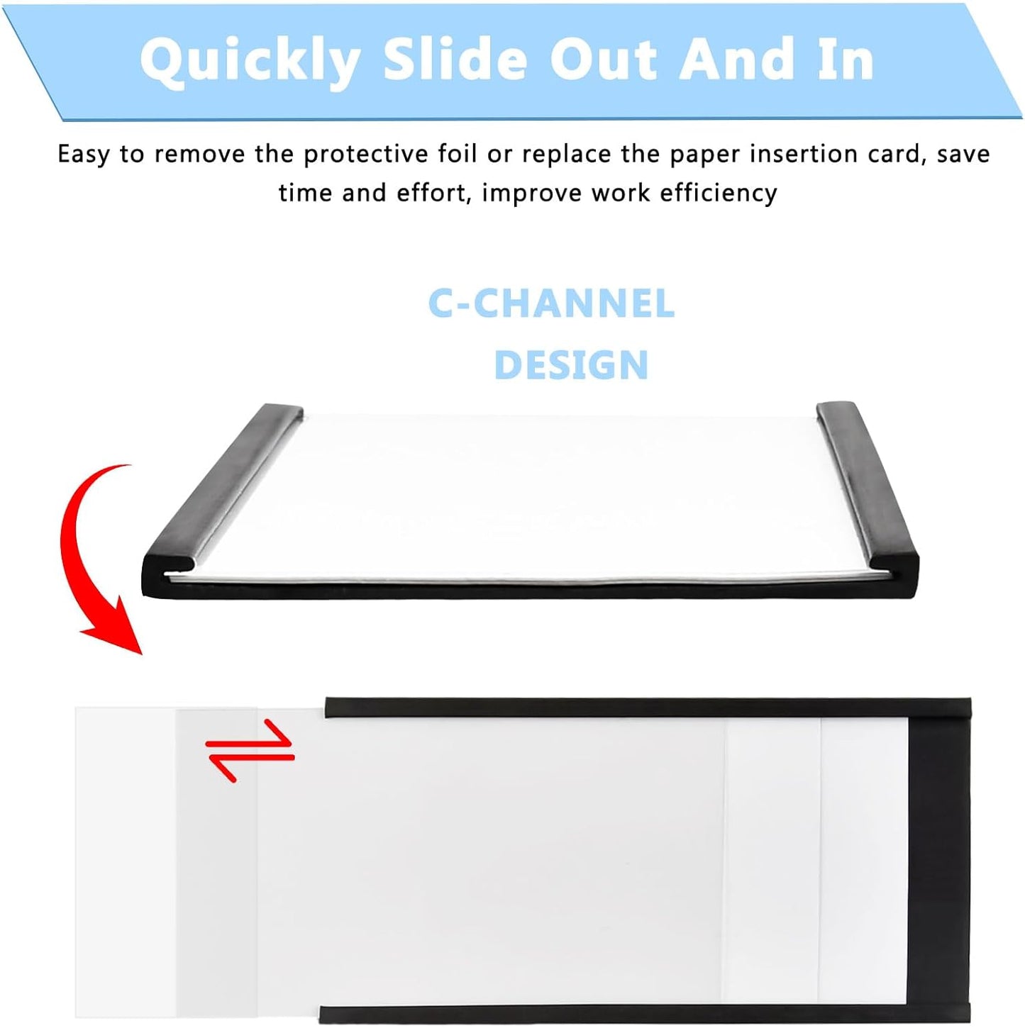 30 Pcs Magnetic Label Holder, 4 x 2 Inch C Channel Label Holders, Magnetic Data Card Holders with 60 White Card Inserts for Metal Shelf, Whiteboard, File Cabinet