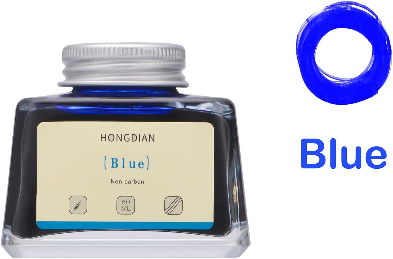 Asvine Hongdian Fountain Pen Bottled Ink Blue, 60ml Bottle Ink for Fountain Pen Non Carbon
