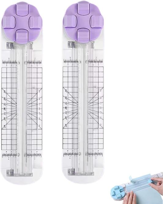 4-in-1 Multi-Function Paper Trimmer,Bidirectional Papers Cutter, Equipped with Straight,4 in 1 Paper Cutter 4 Styles Craft Paper Cutter Multi-Function Scrapbooking Tool (Purple-2PCS)