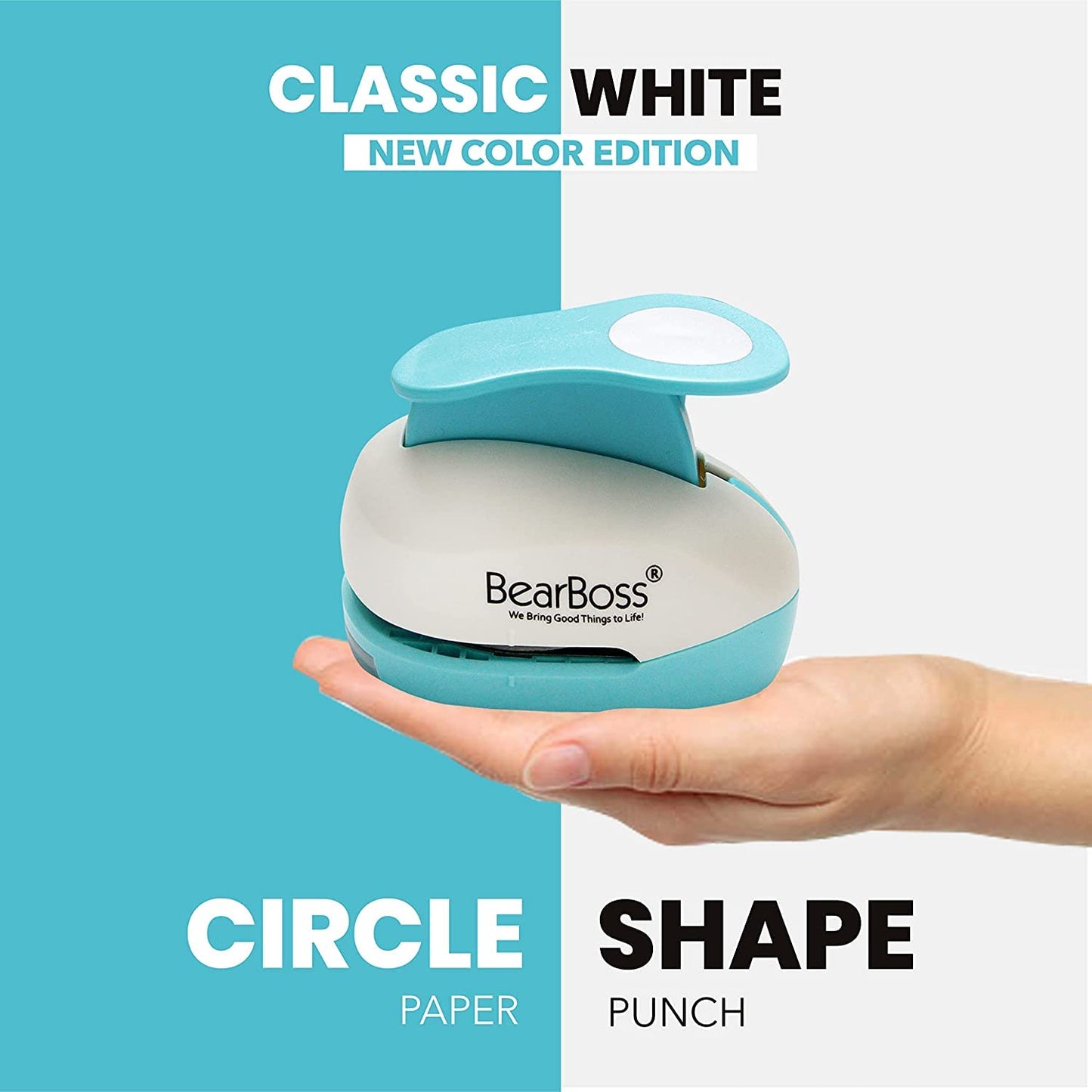 BearBoss 3 Inch Circle Punch, Hole Punch Shapes, Paper Punch Set for Scrapbooking Festival Paper Greeting Card DIY Albums Photos (Classic White)