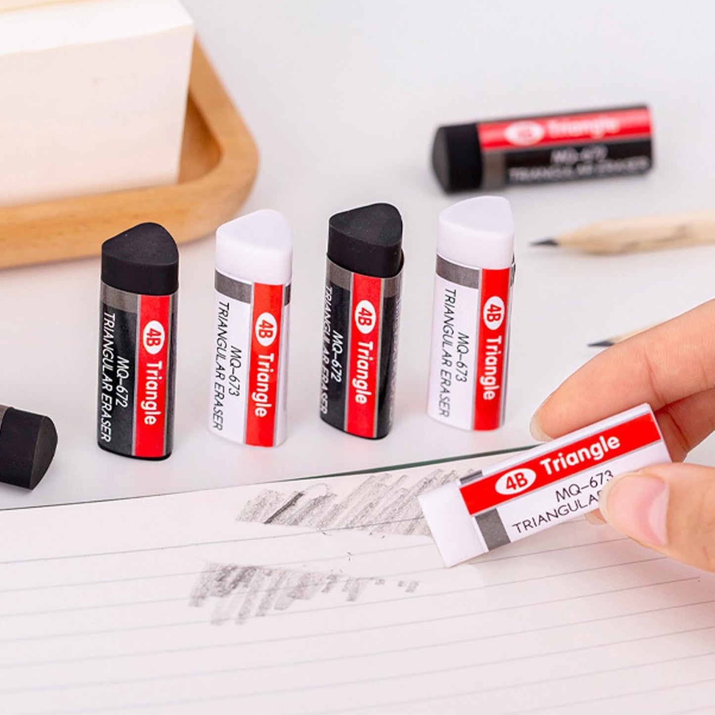 Black White Erasers 8 Pack Pencil Erasers Triangle Erasers for Kids Bulk for Students School Supplies Office Prize Gifts (Black and White Triangle)