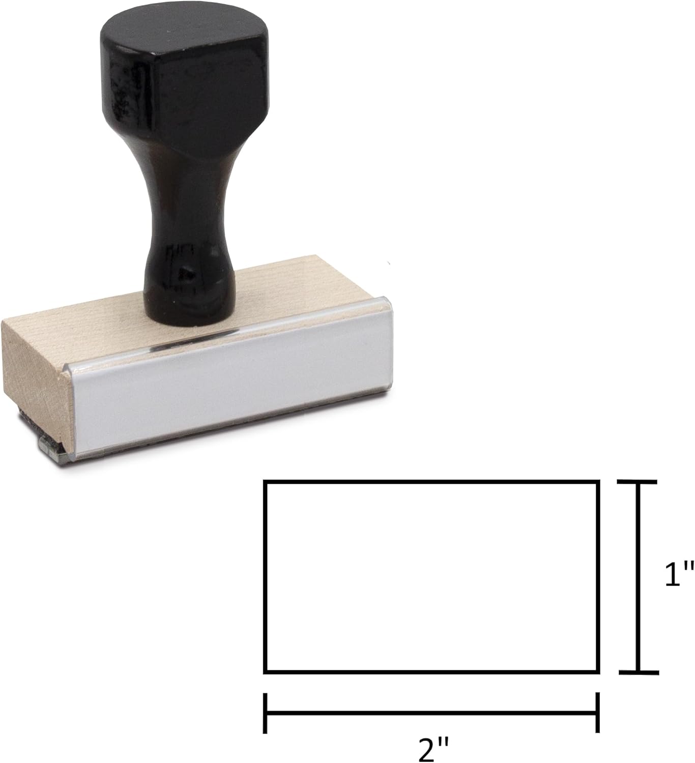 Infusion Custom Text Traditional Wood Stamp with Plastic Handle, 1" x 2"