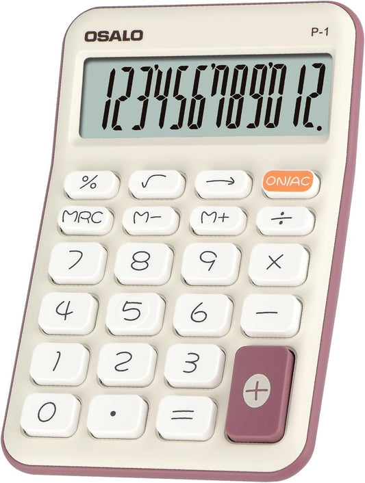 Pendancy Small Desk Calculator Cute, 12 Digit LCD Display, Basic Function, Auto-Sleep, 4.7"x2.9" Pocket-Sized Design Handheld Calculators Desktop, for Office, School, Business & Travel(OS-P1 Purple)