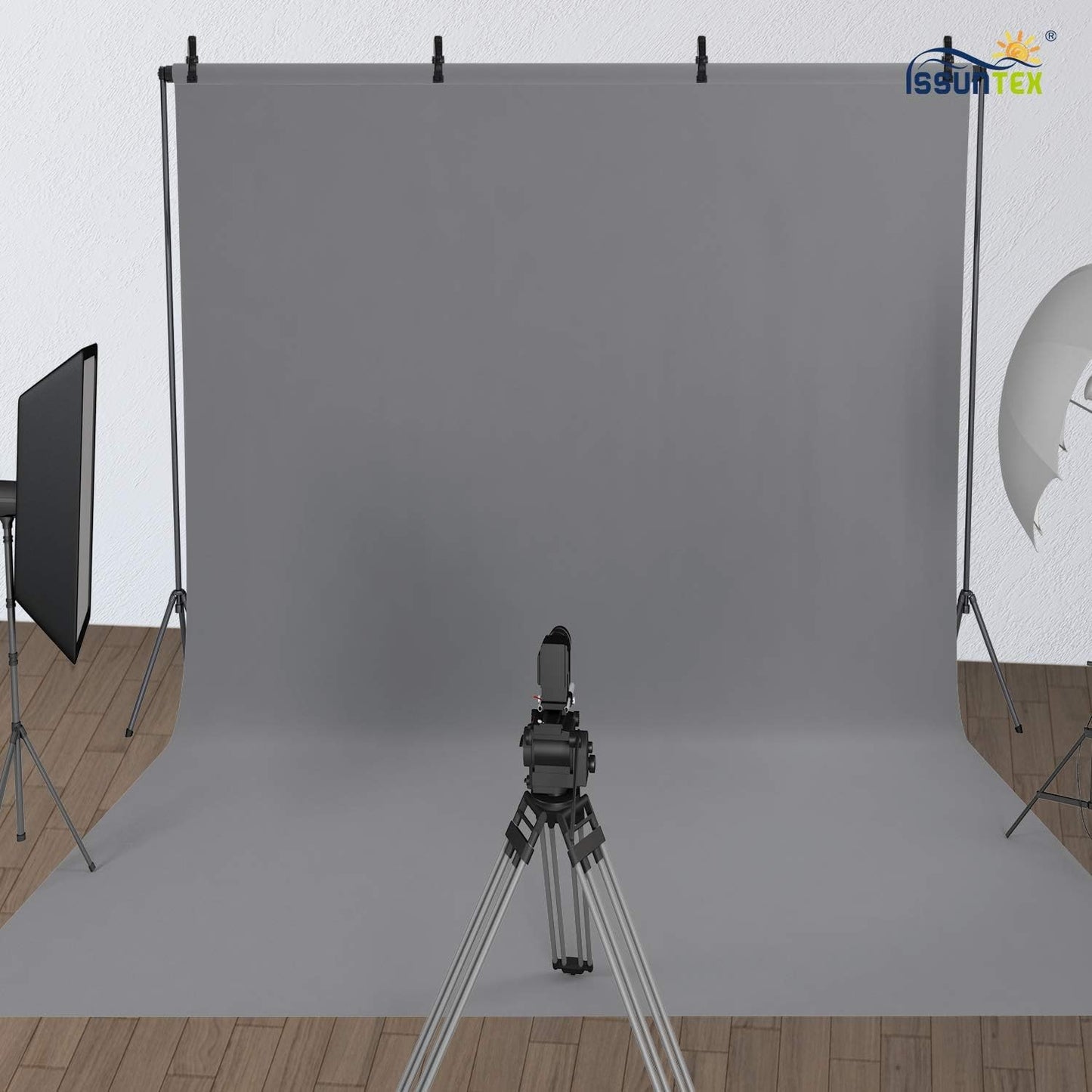 ISSUNTEX 9X15 ft Background Polester Backdrop, Photo Studio, Collapsible High Density Screen for Video Photography and Television-Gray
