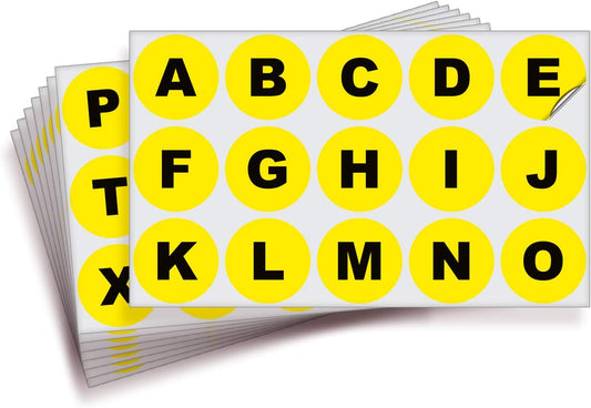 iSYFIX Yellow Vinyl Letters Stickers - 2 inch Self-Adhesive, A to Z, 4 of Each Letter - Decal for Indoor & Outdoor, For Inventory, Storage, Organizing, Alphabet for Boxes, Toolbox, Lockers & More