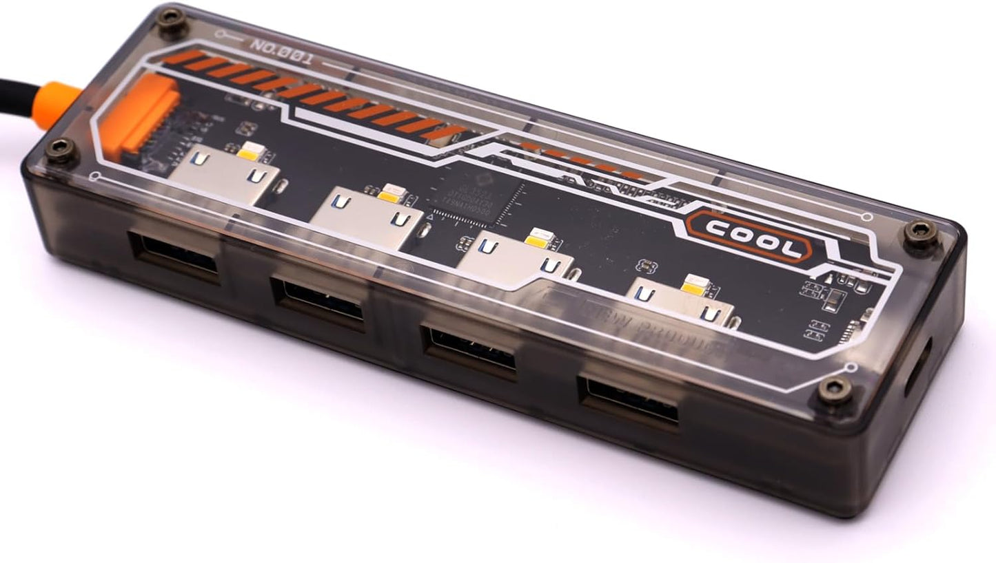 4 Ports Multi-Port USB 3.0 Hub, USB Type C to USB 3.0 4-in-1 Hub Adapter Station with a USB C Power Port for Laptop, Flash Drive, Keyboard, Mouse, Transfer Rate tp to 5Gbps