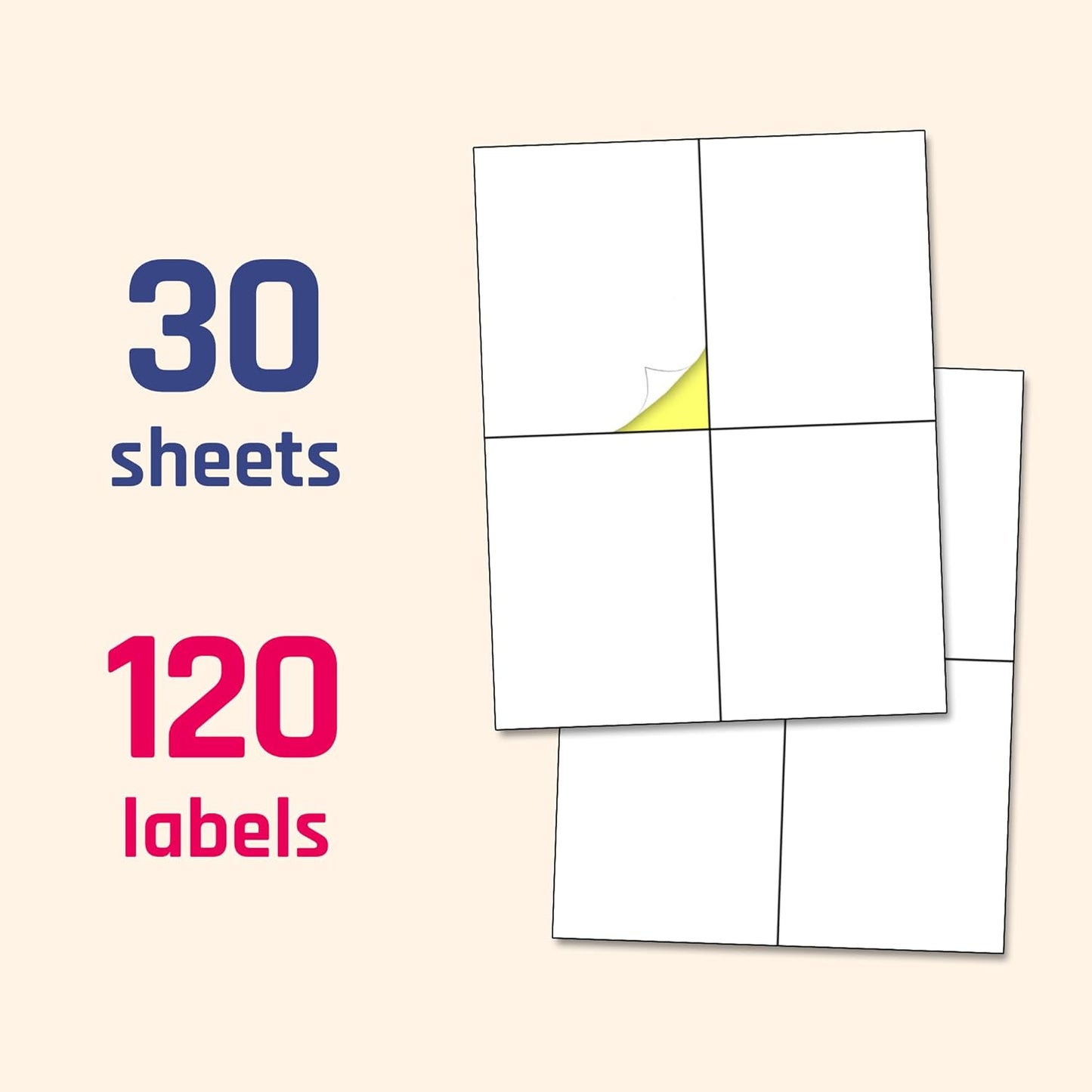 30 Sheets - Large Shipping Address Labels, Mailing Label Stickers for Packages, Storage Bins - 4 per Sheet, 120 Pieces