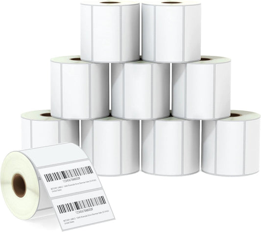 BETCKEY - 3" x 1.5" (76 mm x 38 mm) Barcode Shipping & Address Labels Compatible with Zebra & Rollo Label Printer,Premium Adhesive & Perforated [10 Rolls, 9500 Labels]