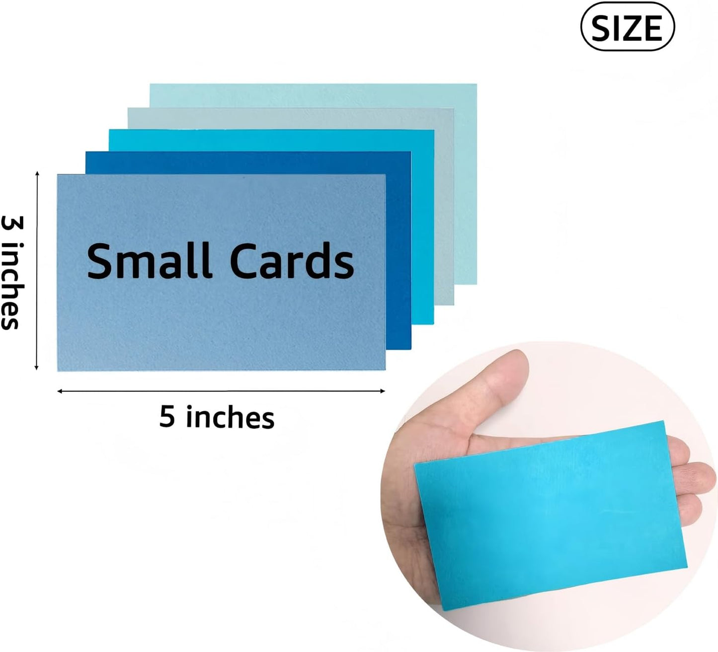 50 Sheets Small Colored Cardstock Paper 5 Colors, 250 GSM Heavy Card Stock for DIY Art Projects, Cards (Blue, 3x5)