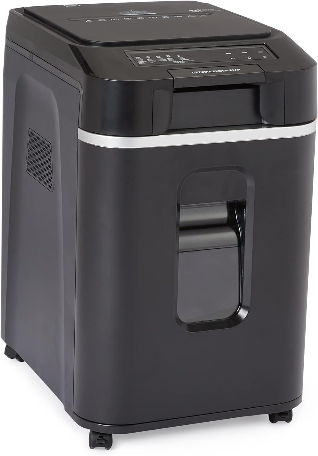 Amazon Basics 200-Sheet Auto Feed Cross Cut Paper Shredder with Pullout Basket, Black