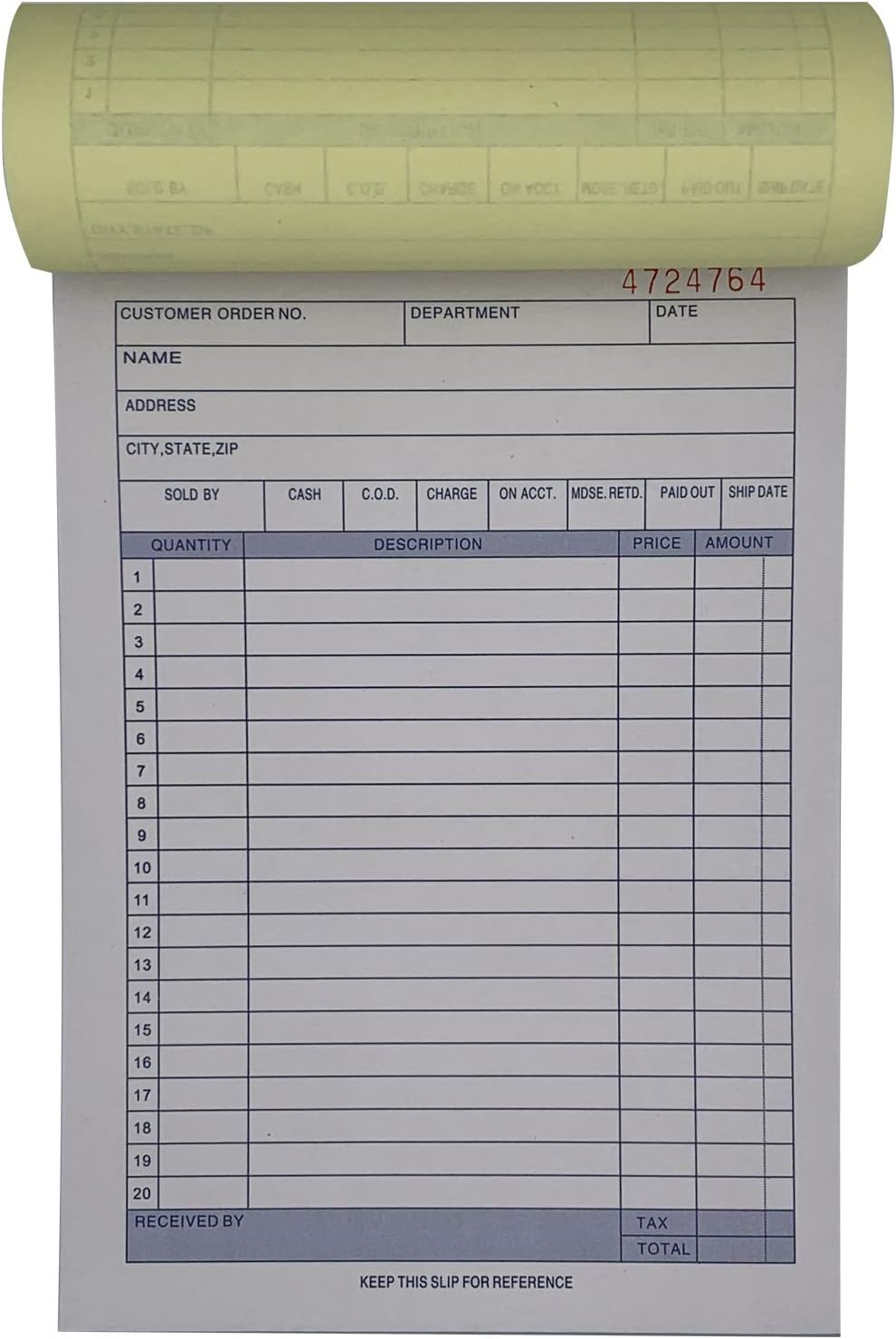 5 Pack Large Sales Order Book Receipt Invoice Duplicate Carbonless 50 Sets 5.9/16" X 8"7/16