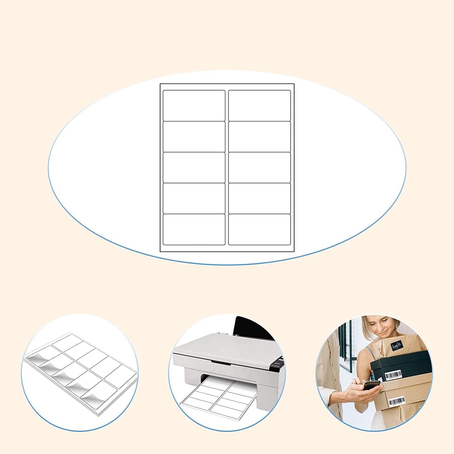 2” x 4” Shipping Address Labels 300 Labels, BESTIKER Printable Labels for Laser Inkjet Printers,White Sticker Labels Permanent Adhesive Mailing Labels for Packages(10 Labels/Sheet,30 Sheets)
