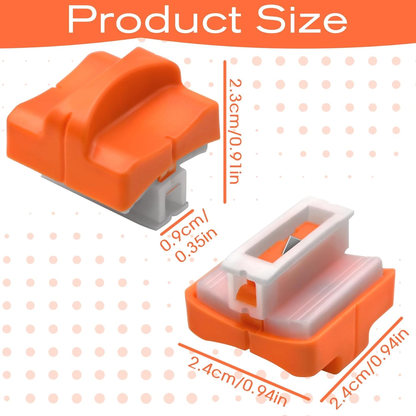 8 Pieces Paper Cutter Replacement Blade with Plastic Storage Box for A4 A5 Paper Trimmer, Safeguard Design (Orange)