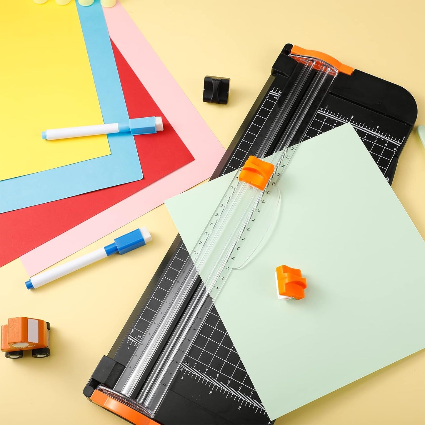 Mudder 10 Pieces Paper Cutter Replacement Blade Cutting Replacement Blades Refill for A4 Black and White Paper Trimmer(Black, Orange)