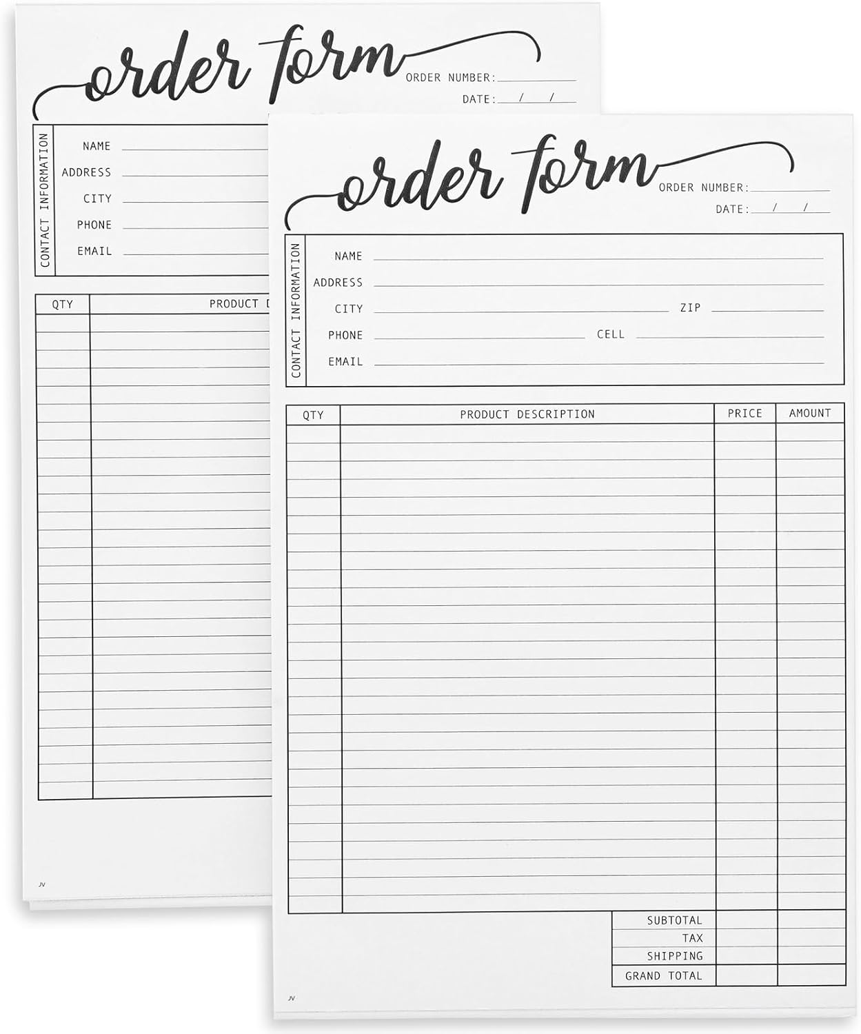 Juvale Receipt Book with Carbon Copies & Work Order Forms - 5.5 x 8.5 in, White, 2 Pads, 100 2-Part Carbonless Sheets - Invoice Receipt Book & Order Form Notepad