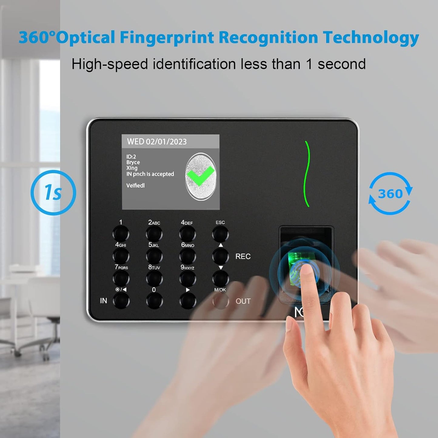 NGTeco Time Clocks for Employees Small Business, W3 2.4GHz WiFi Biometric Fingerprint Time Card Machine, Office Punch Clock Automatic in and Out with iOS/Android App No Monthly Fees