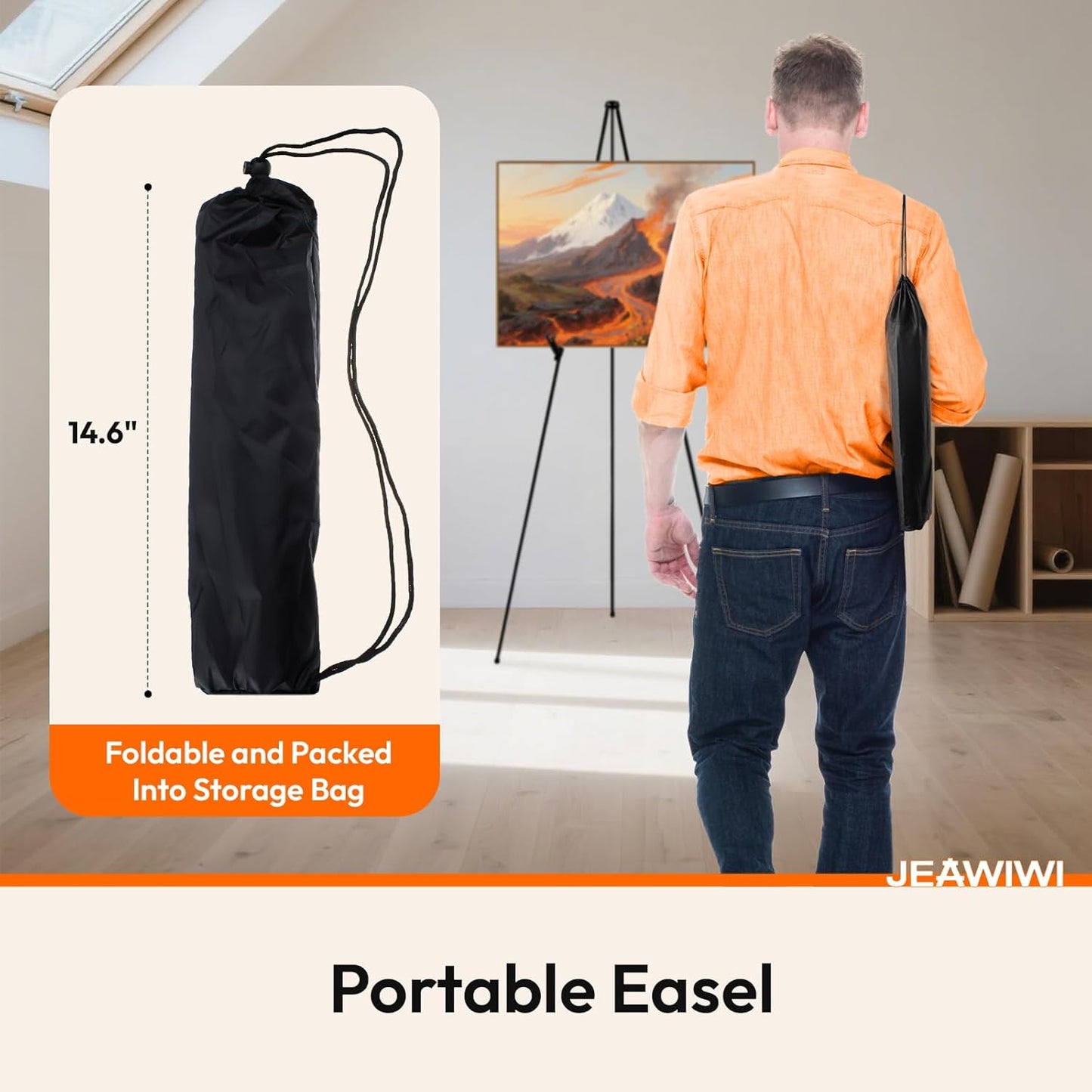 4PCS Black Easel Stand for Wedding Sign Stand, 66 Inch Adjustable Metal Easels for Display, Portable Folding Easel for Wedding, Display Show, Arts, Poster with Portable Bags