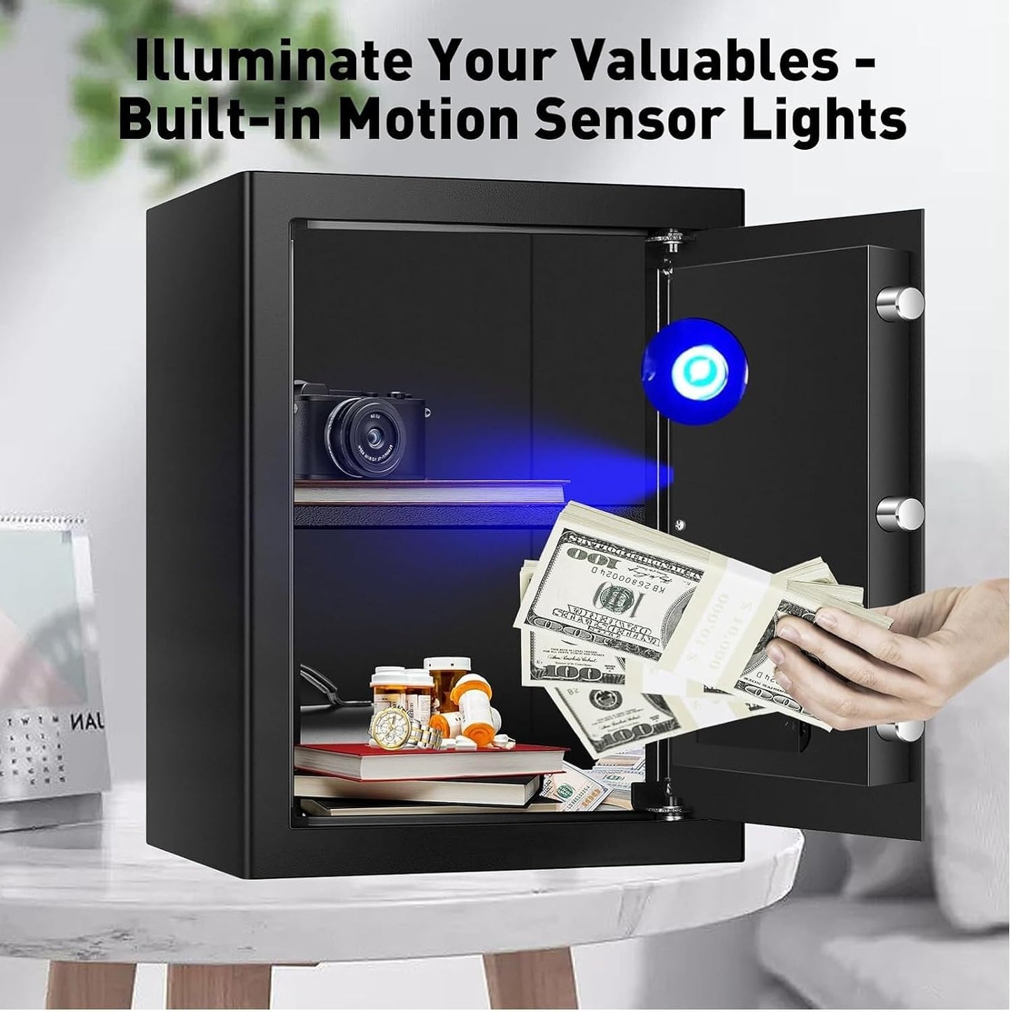 3.3 Cubic Feet Large Safes for Home Use Fire and Water proof, Digital Security Safe with Key and Combination, Home Safes Water and Fireproof for Firearm Medicine Money Valuables