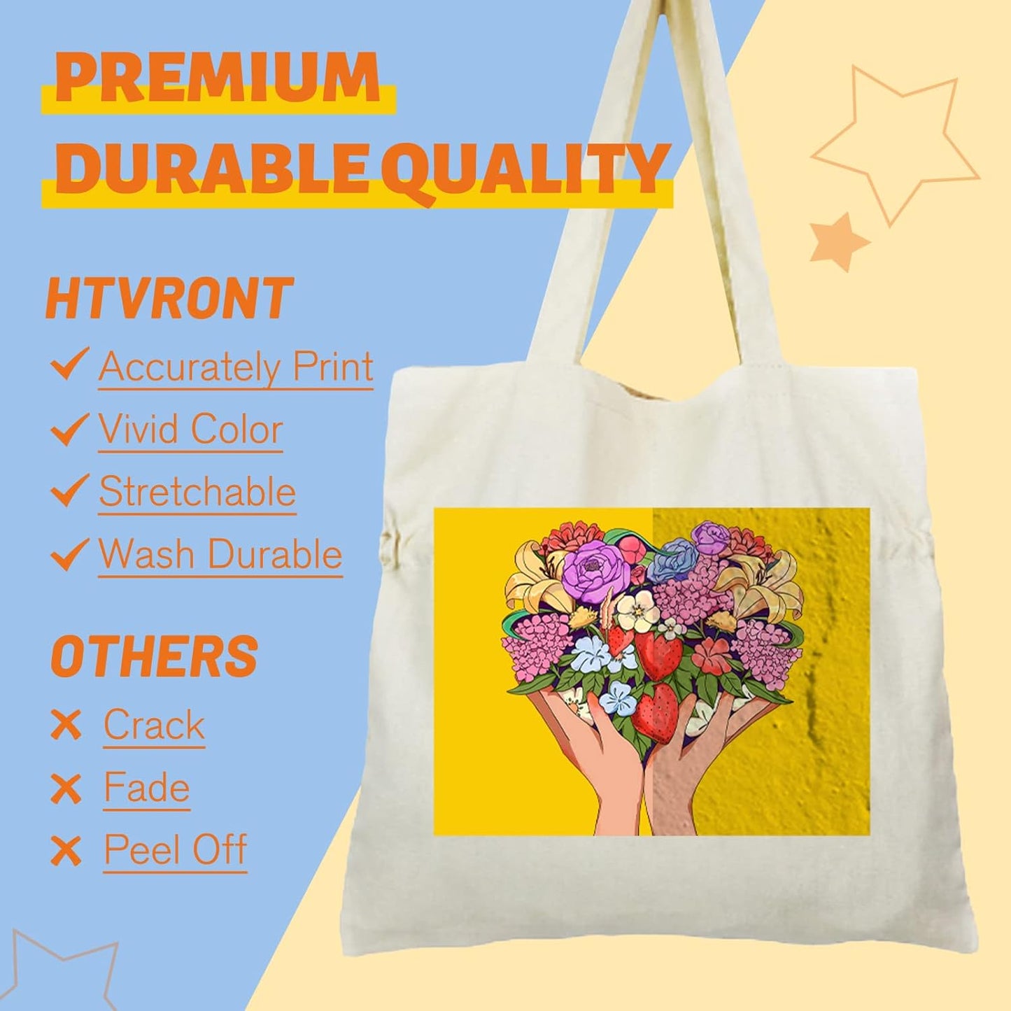 HTVRONT Heat Transfer Paper for T Shirts - 50 Pack Mixed Light & Dark Iron on Transfer Paper,8.5" x 11" Printable Heat Transfer Vinyl for Inkjet Printer, Durable & Easy to Use