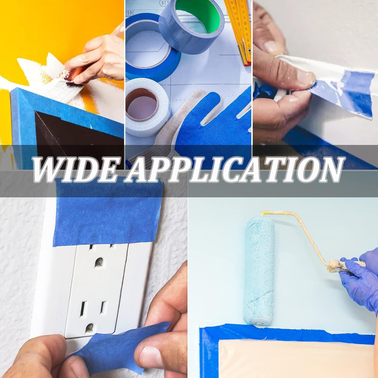 Blue Tape Painters Tape, 5 Rolls Premium General Purpose Masking Tape Painter's Tape (0.94-Inch x 60.1 Yards), Paint Tapes for Walls Painting, DIY Crafts, Arts, Decoration, Removes Easily, No Residue