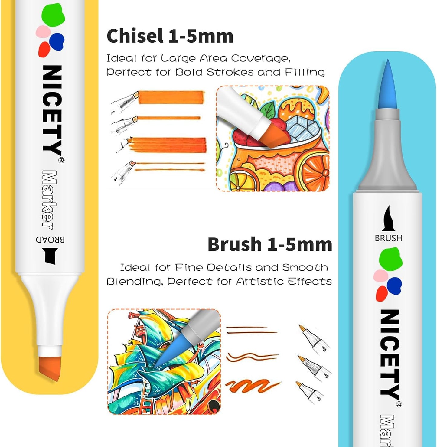 120 Colors Alcohol Markers Dual Tip Brush & Chisel – Alcohol Based Art Marker Set for Sketching, Drawing, Coloring, Painting, Illustration – Markers for Artists, Adults, Beginners