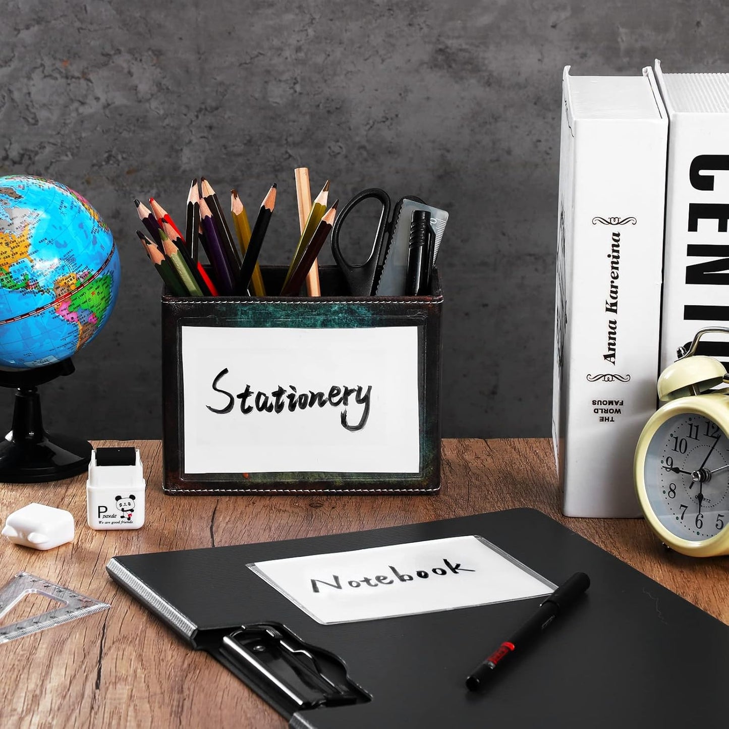 100 Self-adhesive Index Card Pockets Label Pockets sleeves with Top Open for Business Cards, Clear Plastic Sticky Labels Holders for Storage Bins Library Cards, Organizing Totes Shelves(5.28 x 3.65'')