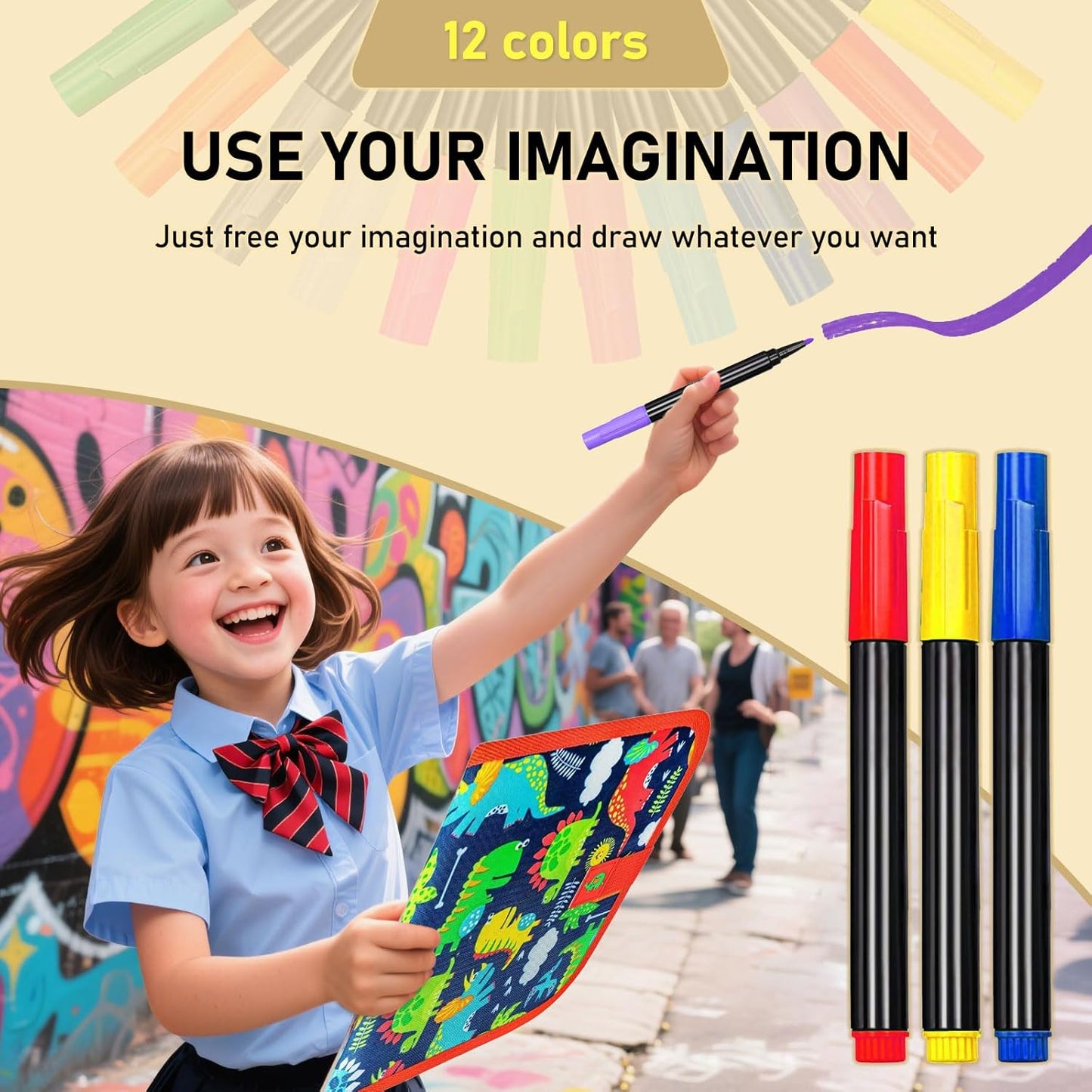 12-Color Markers for LED Note Board with Colors, Compatible with Reusable Doodle Book, Light-Up Acrylic Message Boards,and LED Writing Boards, Neon Markers Erasable Pens