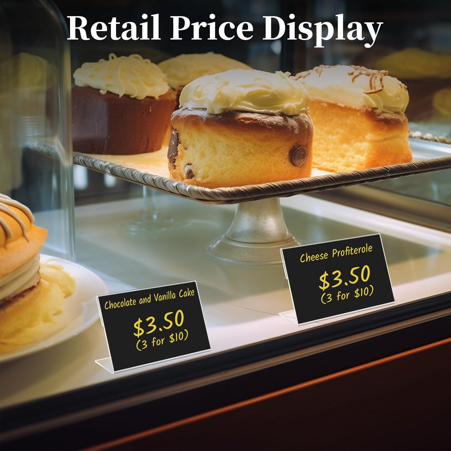 30 PCS Small Acrylic Sign Holder 2.36" X 1.57", Mini Acrylic Food Sign Labels for Party Buffet, Retail Price Display, Clear Plastic Table Counter Top Stand for Place Cards, Name Card, Wedding Signs