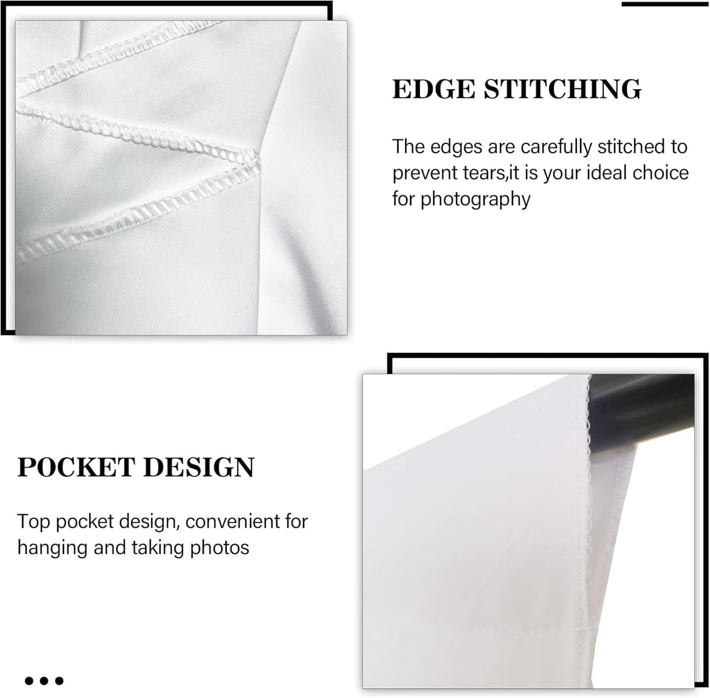 8 x 12 FT White Backdrop - Premium Polyester for Video Streaming, Portrait Photoshoot, Wall Mounted, Parties and Small Events