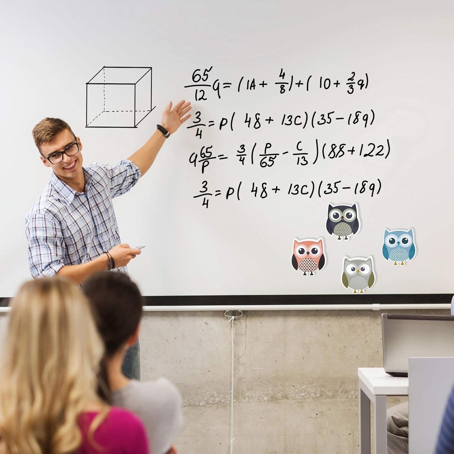 4 Pieces Cute Owl Erasers Magnetic Owl Whiteboard Eraser Animal Shaped Dry Erase Chalkboard Erasers with Felt for Classroom Office Home (Random Color)