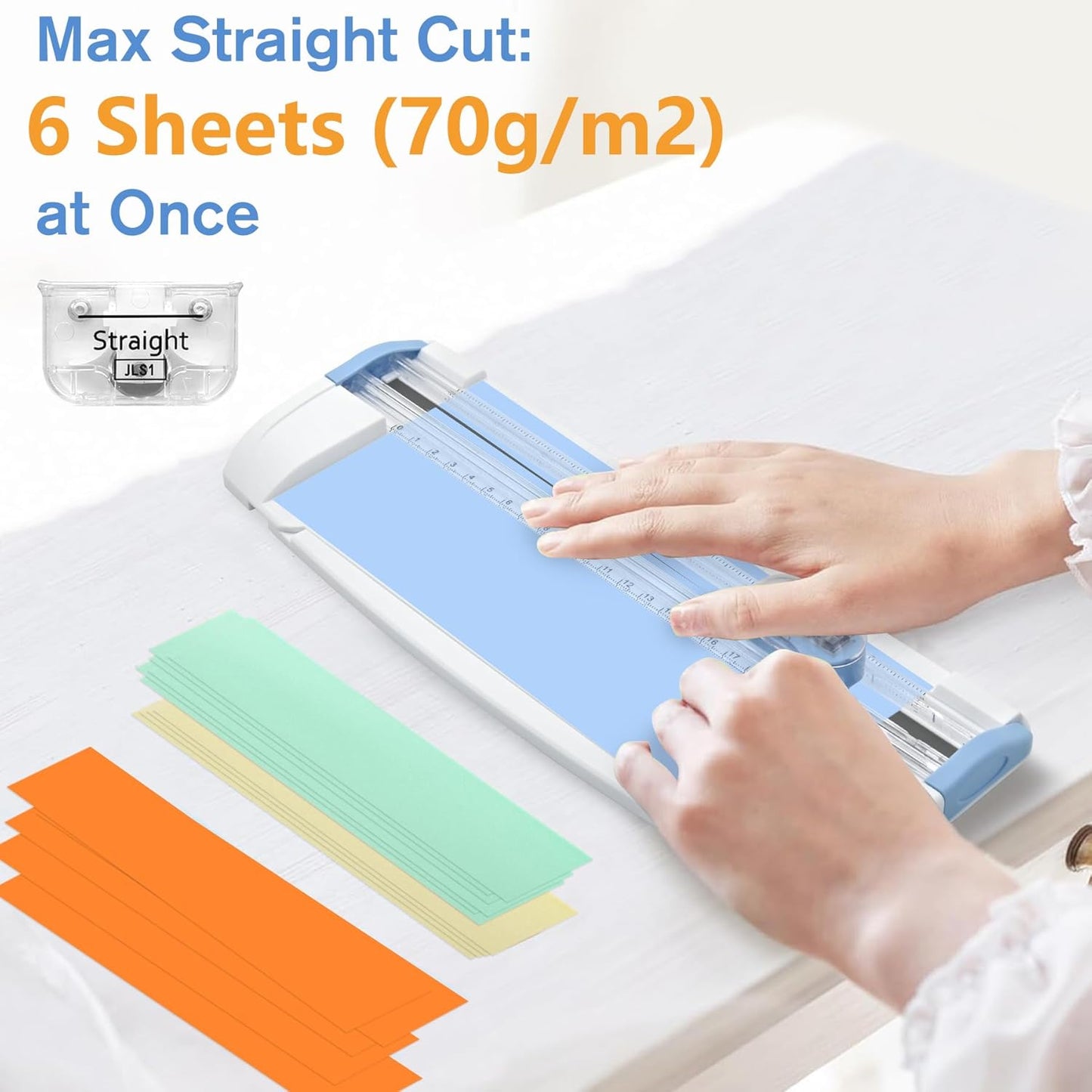 3-in-1 Paper Trimmer with Straight, Scoring & Perforating Blades, 9" A5 Cutter for Crafting, Scrapbooking, Cardstock, Labels & Home Office Use – Compact & Portable (Blue)