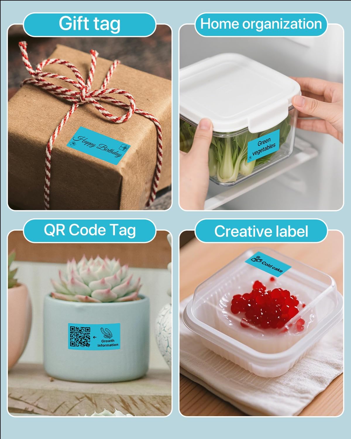 2×1 Inch Thermal Labels Sticker Self-Adhesive Label Paper Blue Direct Thermal Printer Stickers with Perforation Line 1000 Sheets/Roll