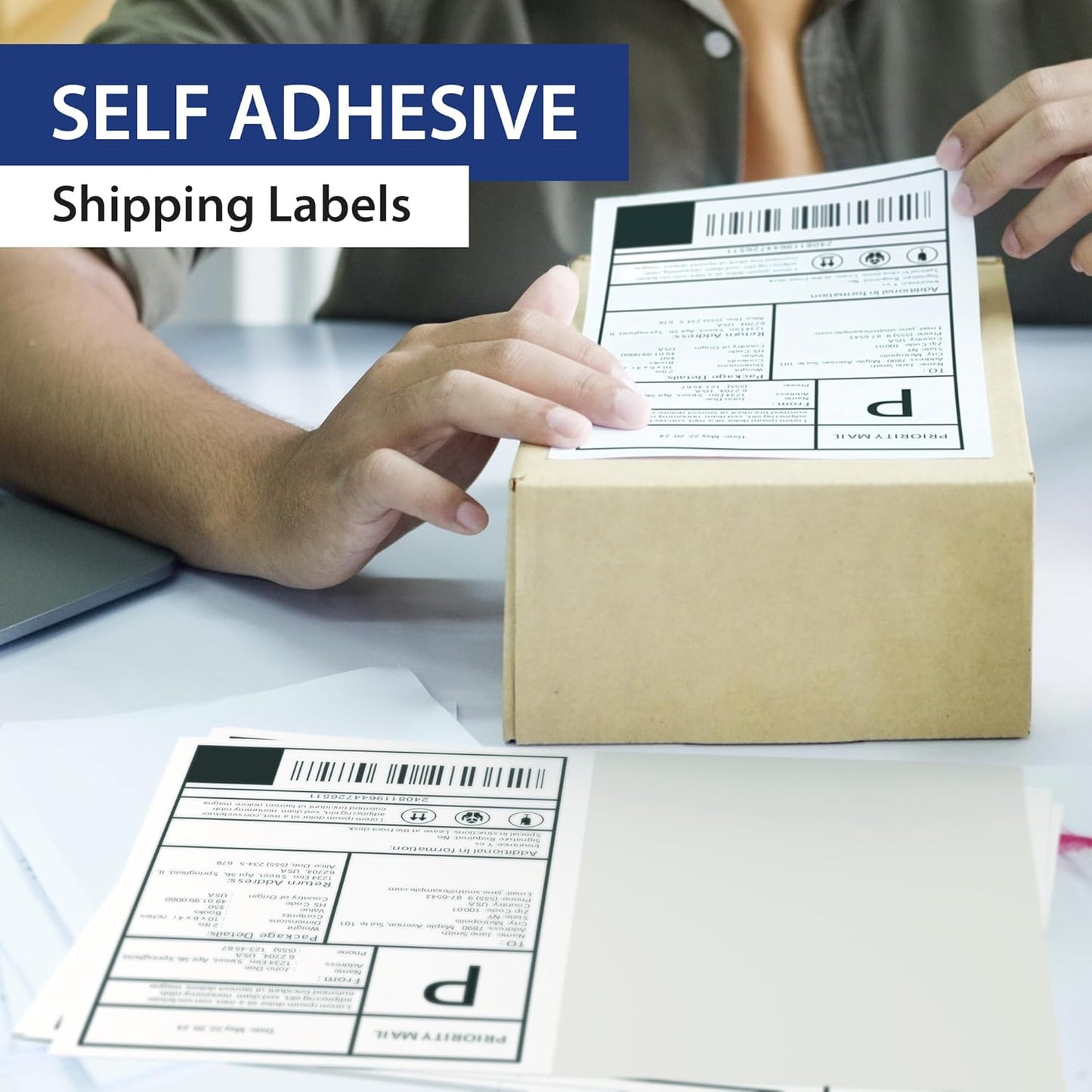 200 Sheet (400 Labels) | 8.5" x 11" Half Sheet Self Adhesive Shipping Labels for Laser & Inkjet Printers | Ecommerce, Address, Mailing, Labeling, Packaging