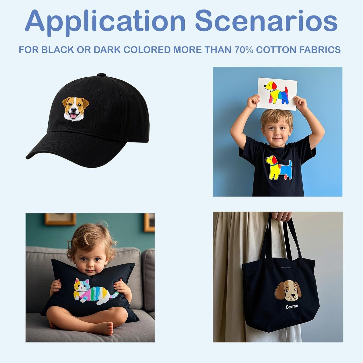 Heat Transfer Paper for Inkjet & Laserjet Printer (20 Sheets 8.5"x11", Dark 3.0), Wash Durable, Long Lasting Printable HTV Infusible Ink Transfer Sheets, Vinyl Iron on Fabric Printer Paper