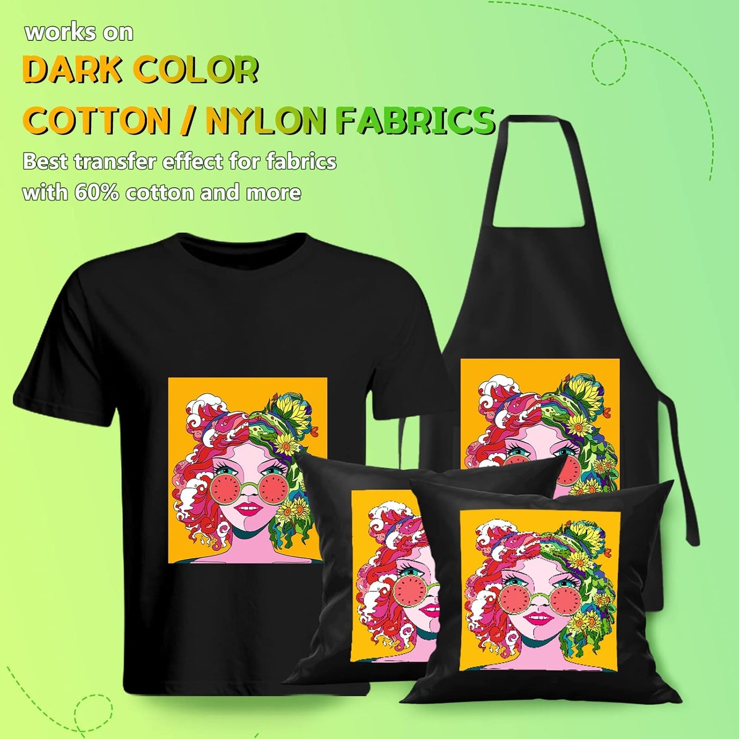 HTVRONT Heat Transfer Paper for Dark T Shirts -25 Sheets 8.5x11" Iron on Transfer Paper for Inkjet & Laser Printer, Stretchable & Durable Printable Heat Transfer Vinyl, Easy to Use