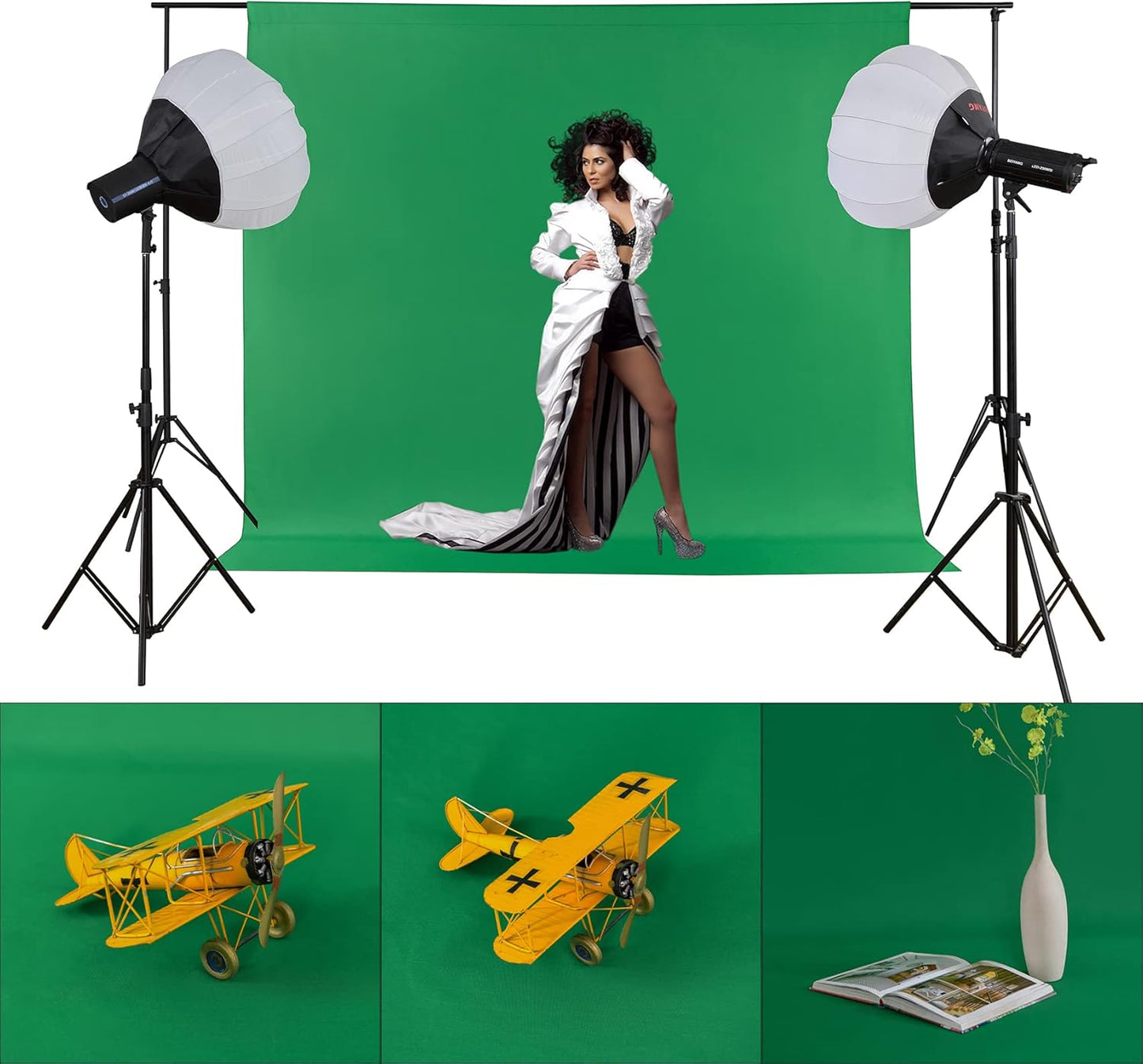 Joccun 10X10FT Green Backdrop Background for Photography,Polyester Backdrop Curtain Background Screen for Photography,Photoshoot,Video Recording,Studio(10X10ft,Green)