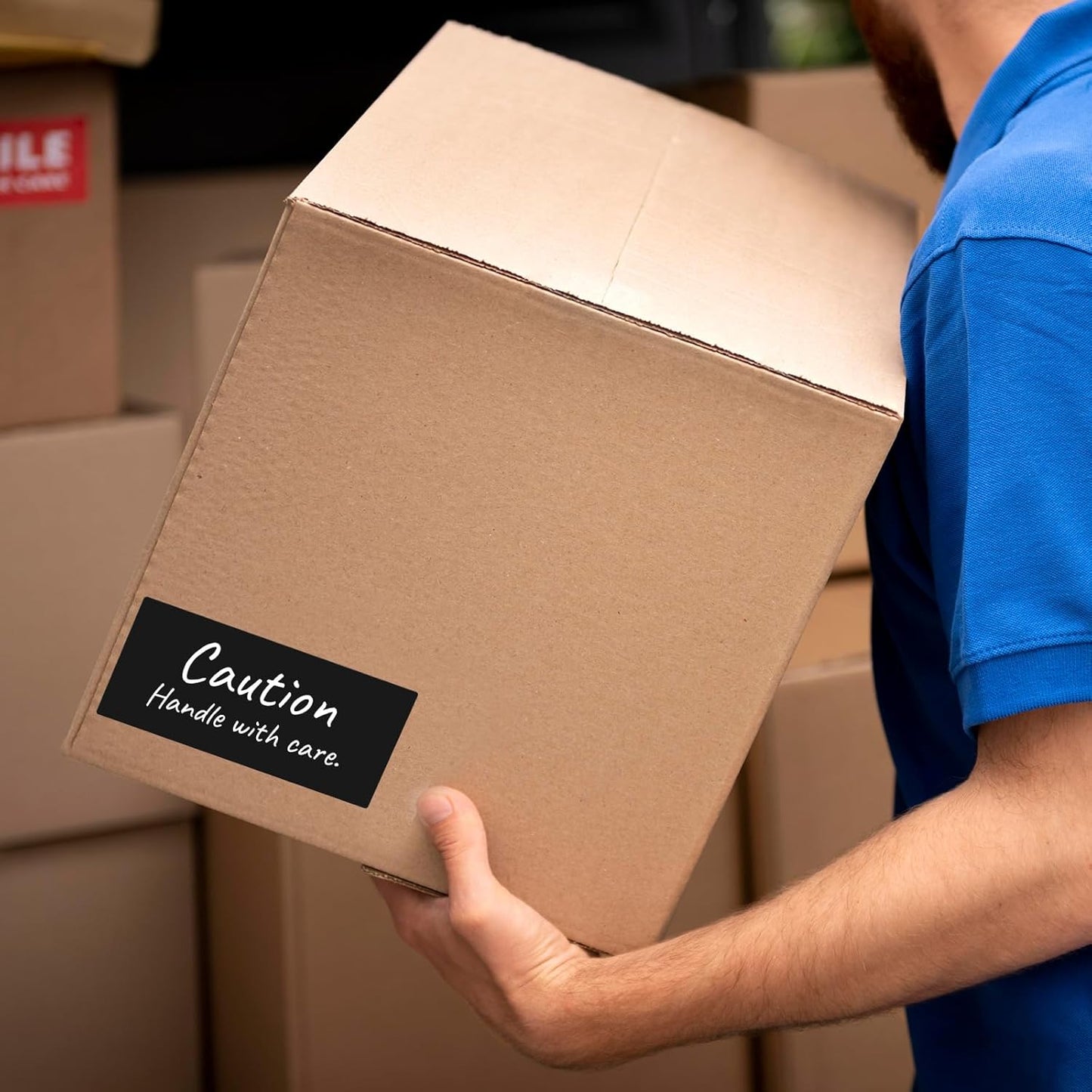 Black Rectangle Stickers 4 x 2 Inch Color Coding Labels Vinyl Roll Self-Adhesive Waterproof Removable 500 PCS