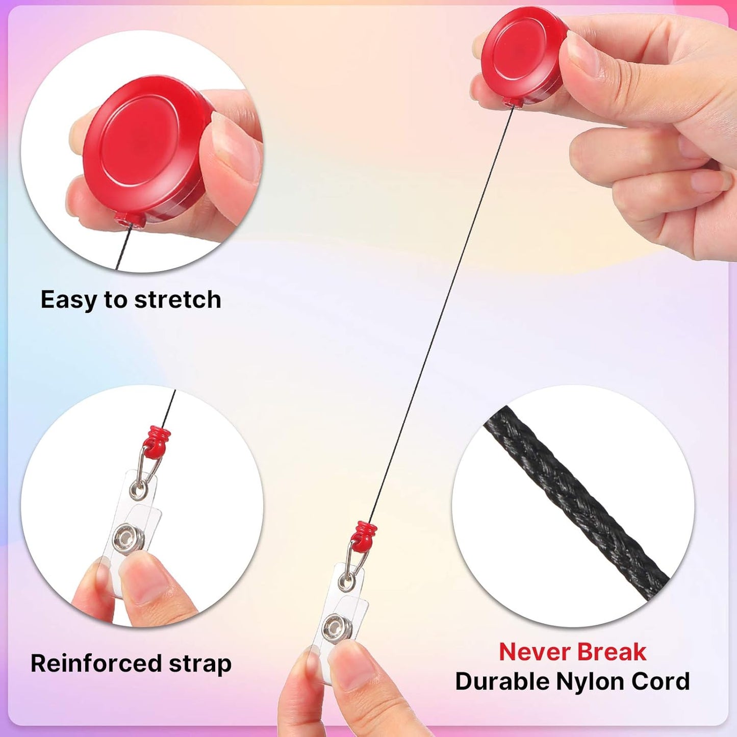 50 Pieces Retractable Badge Holder Reels with Swivel Alligator Clip, ID Card Holder Name Badge Reel Clips for Students Teachers Office Workers (Mixed Color)